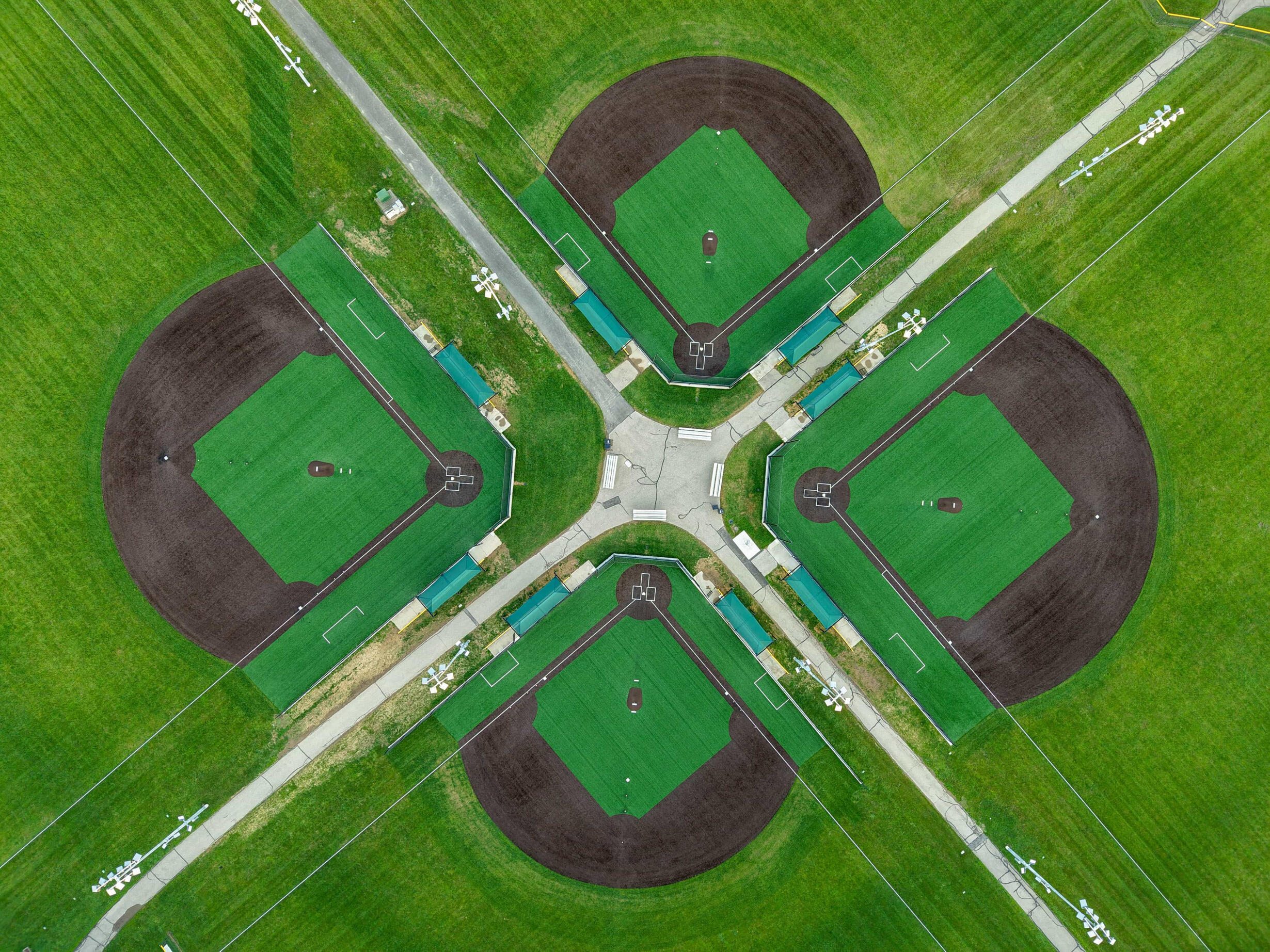 Riverside Park baseball fields top-down view