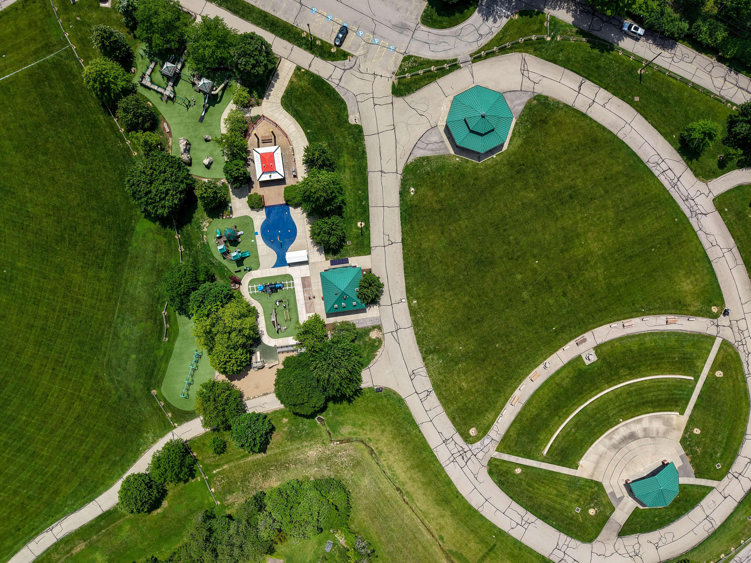 Beech Acres playground and field top-down view